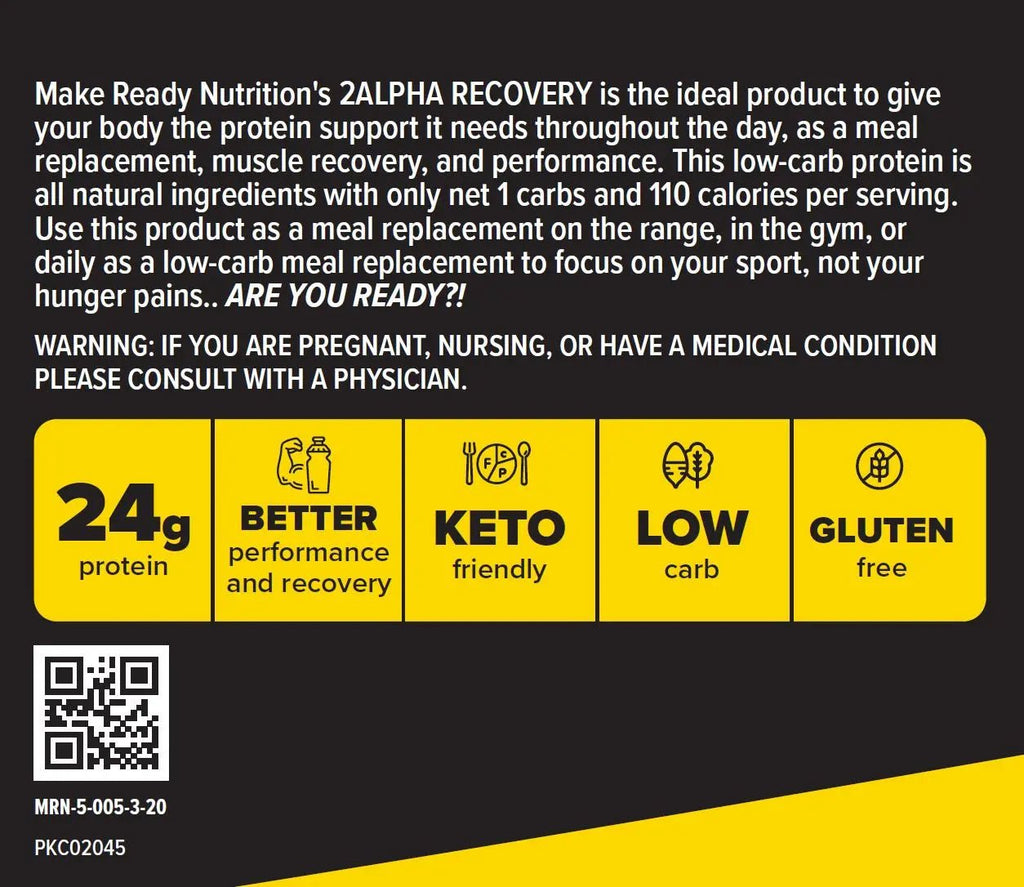 2ALPHA Recovery (25g Protein ) VANILLA - Make Ready Nutrition and 2Alpha